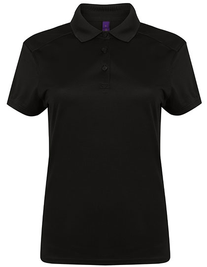 Ladies Slim Fit Stretch Polo Shirt + Wicking Finish M Black